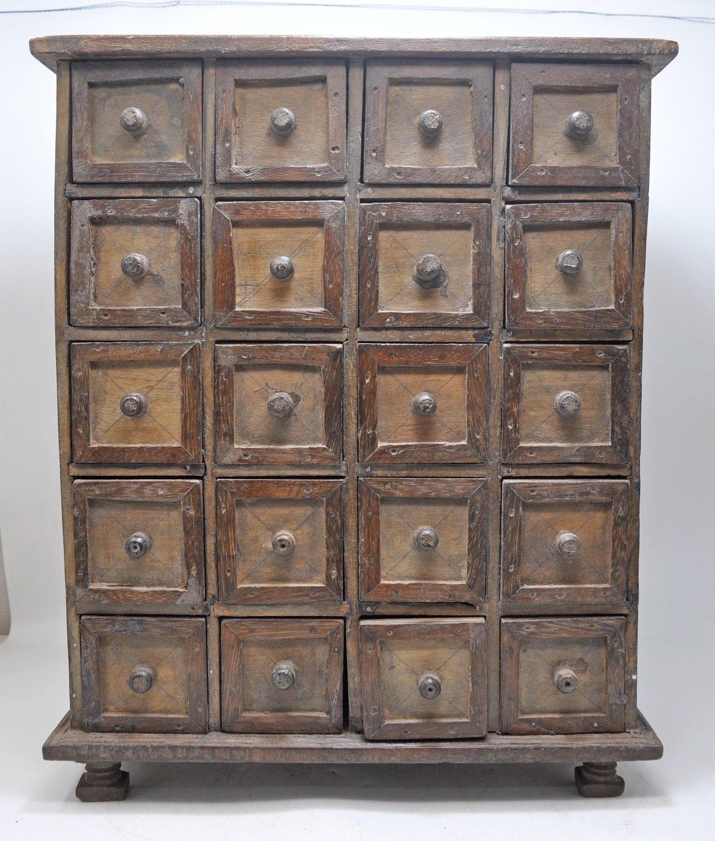 Vintage Wooden 20 Small Drawers Jewellery Box Original Old Fine Hand Crafted