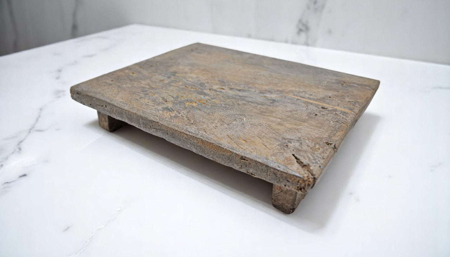 Antique Wooden Bajot Floor Sitting Stool Original Old Hand Crafted