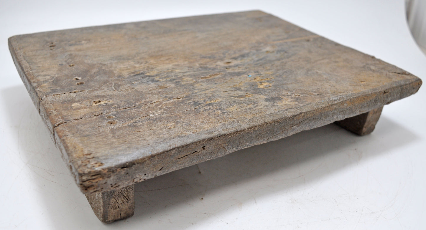 Antique Wooden Bajot Floor Sitting Stool Original Old Hand Crafted