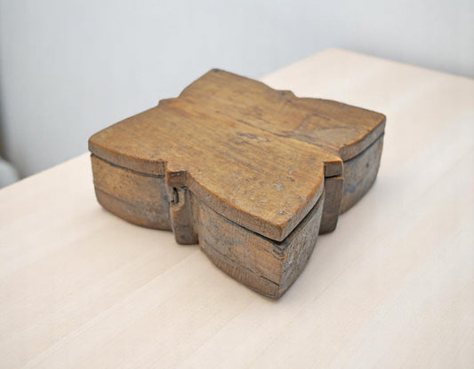 Antique Wooden Kitchenware Spice Box Original Old Hand Carved