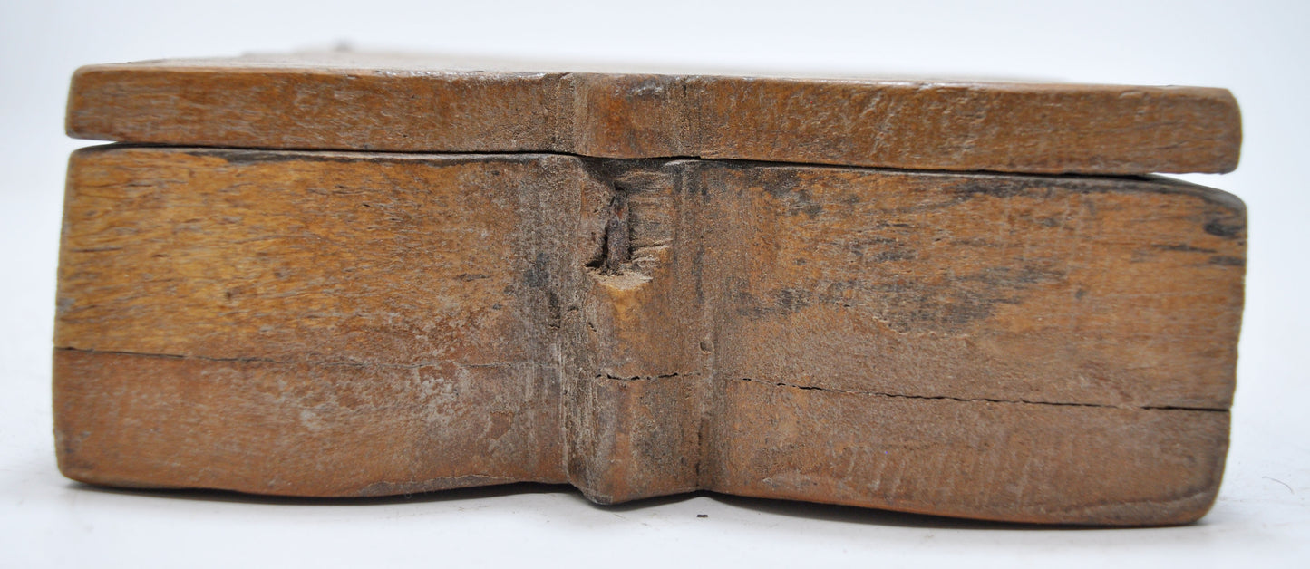 Antique Wooden Kitchenware Spice Box Original Old Hand Carved