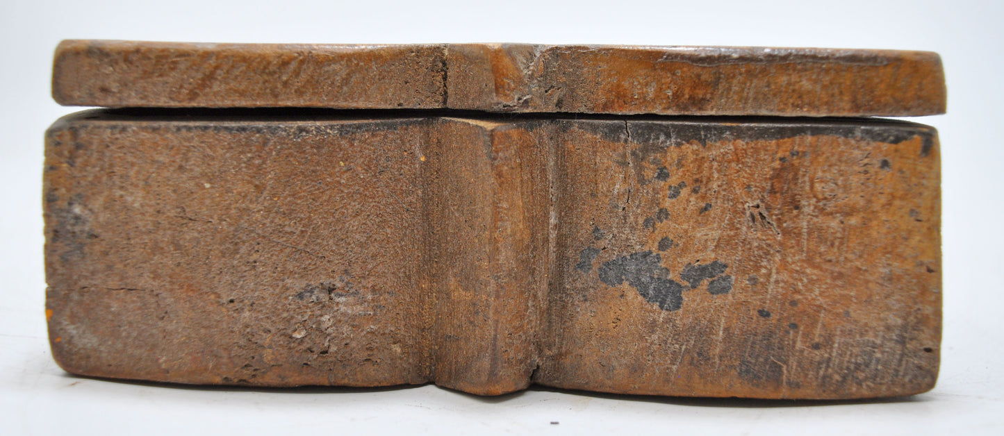Antique Wooden Kitchenware Spice Box Original Old Hand Carved