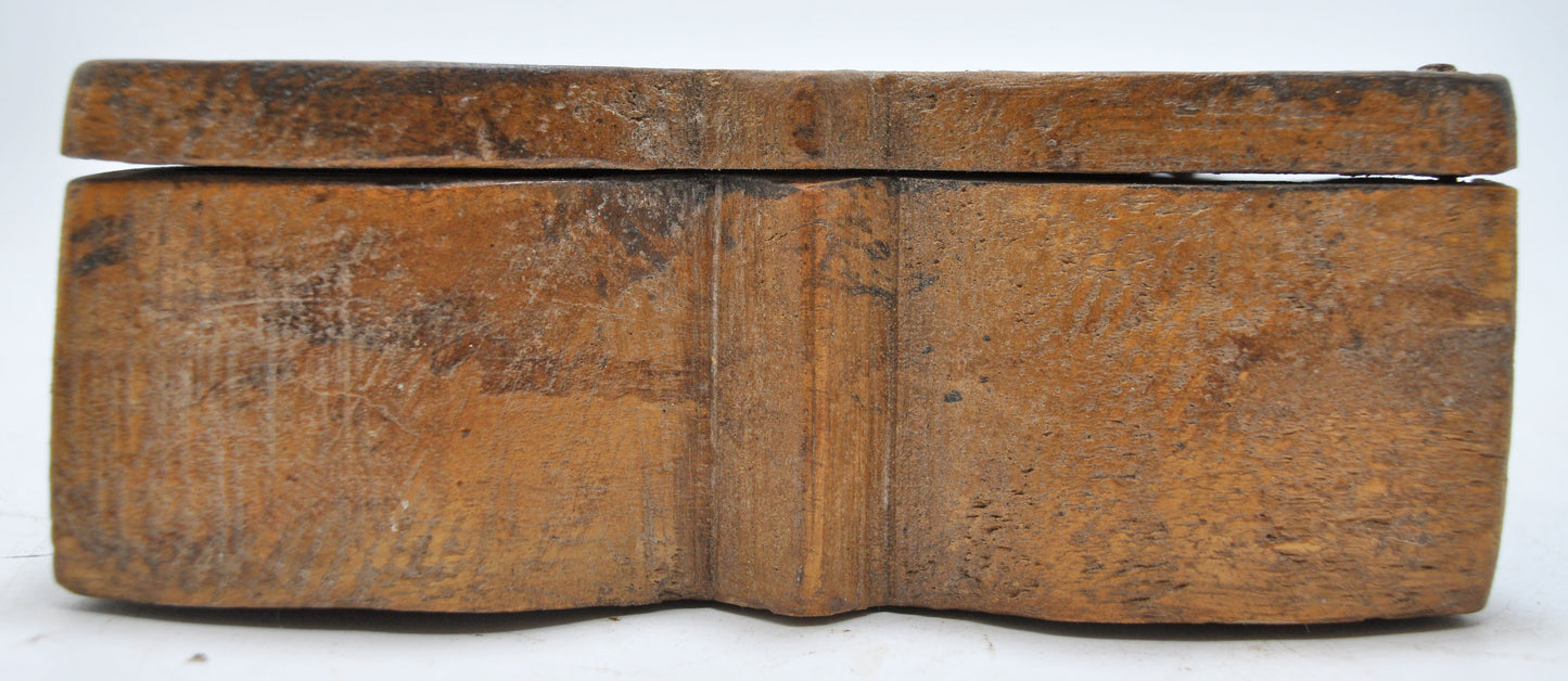 Antique Wooden Kitchenware Spice Box Original Old Hand Carved