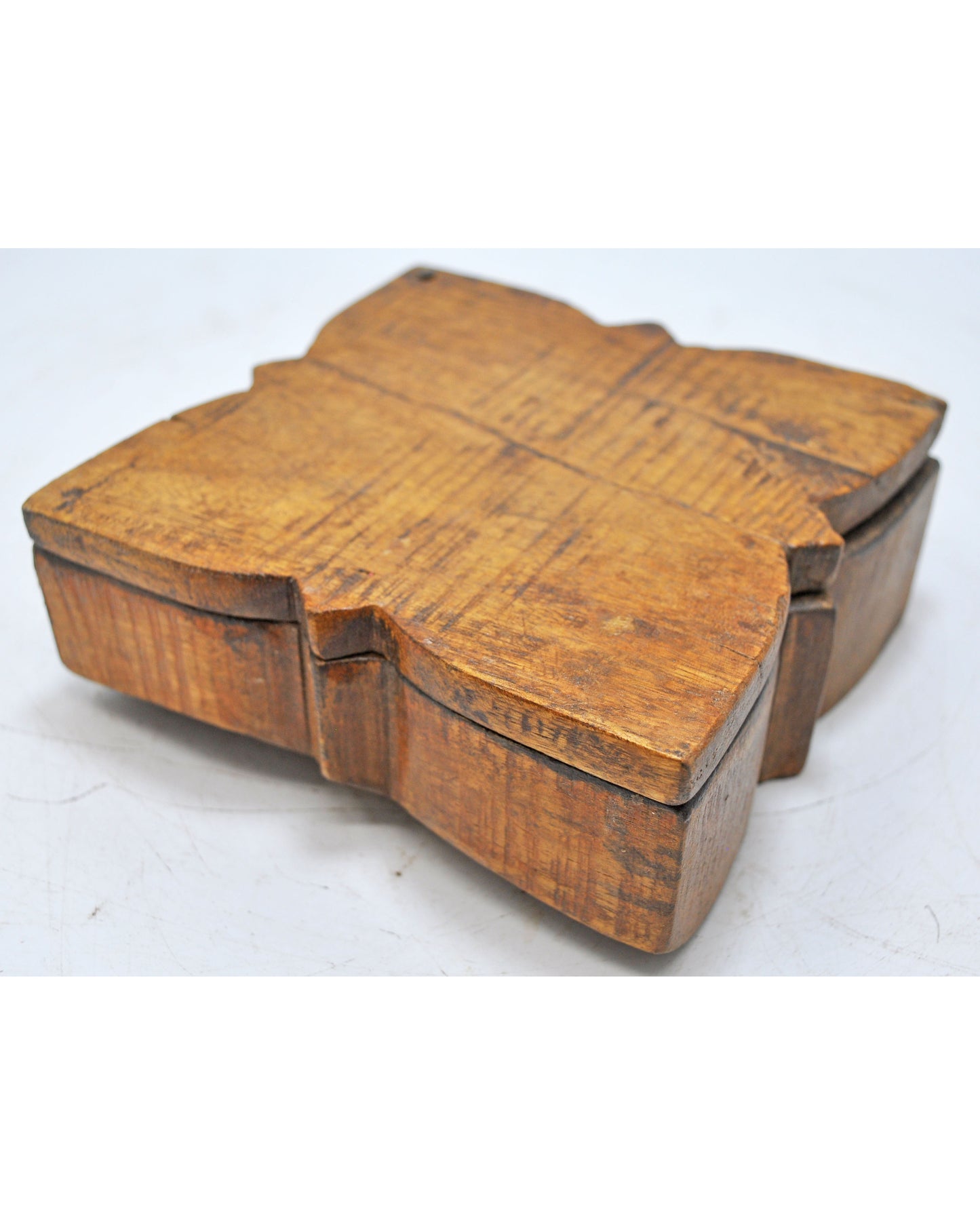 Antique Wooden Kitchenware Spice Box Original Old Hand Carved