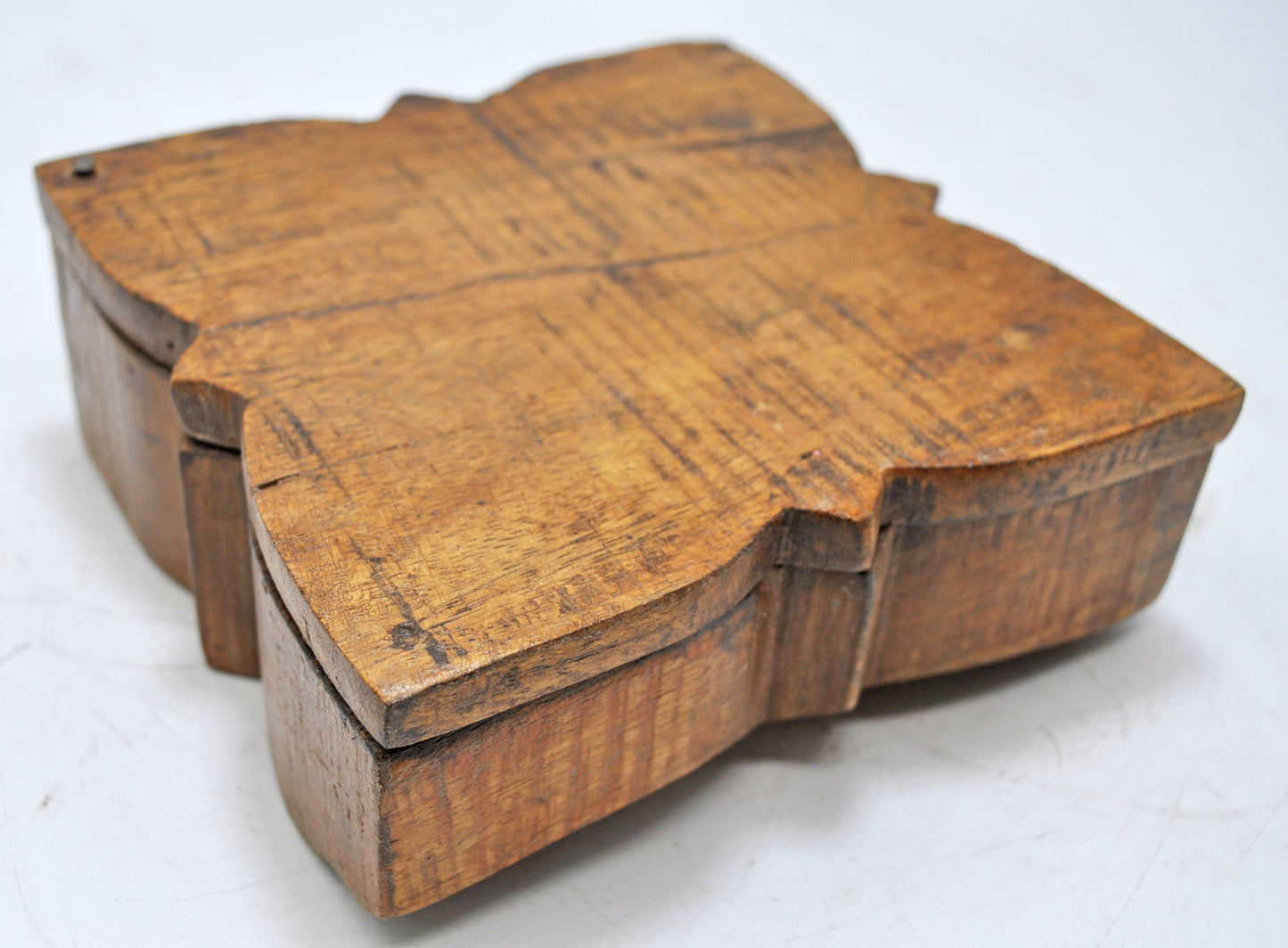 Antique Wooden Kitchenware Spice Box Original Old Hand Carved