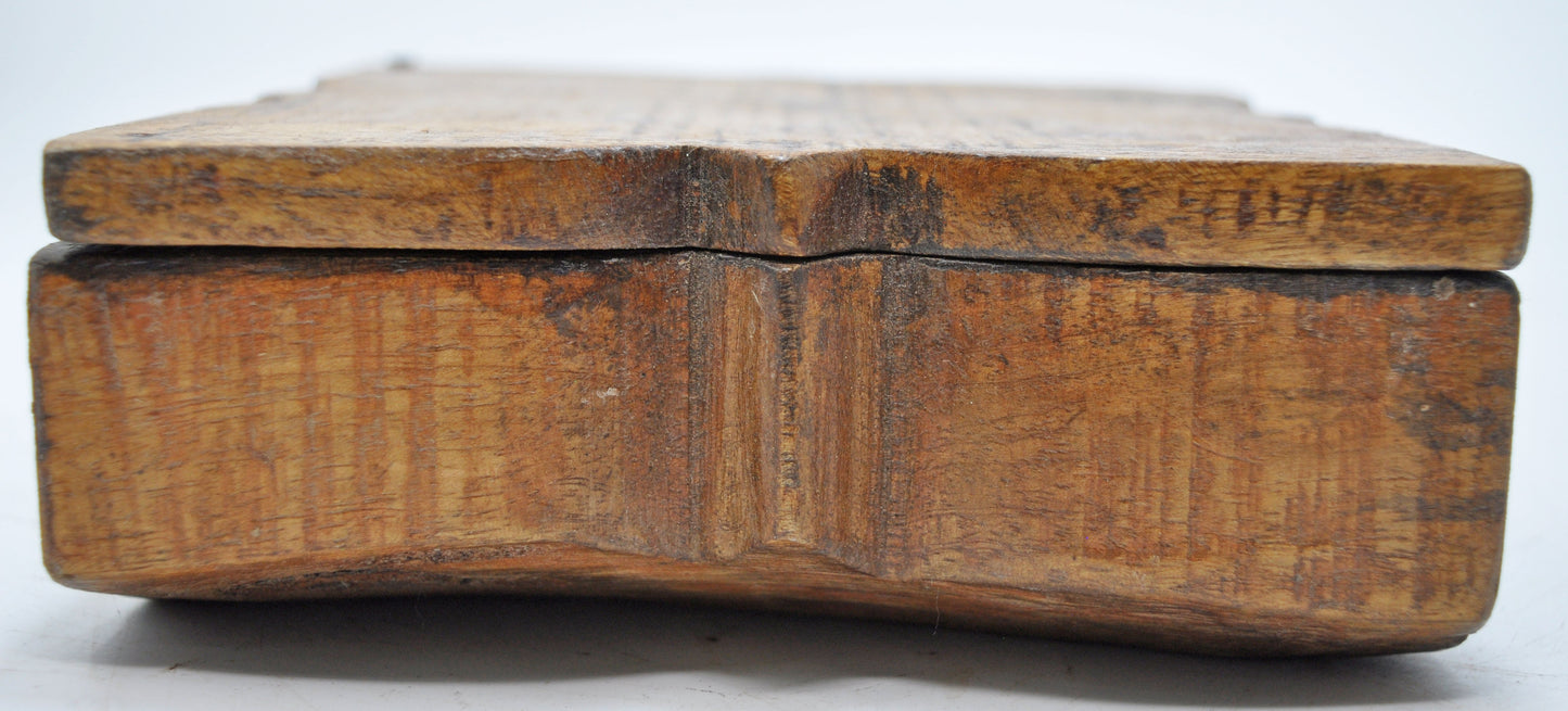 Antique Wooden Kitchenware Spice Box Original Old Hand Carved