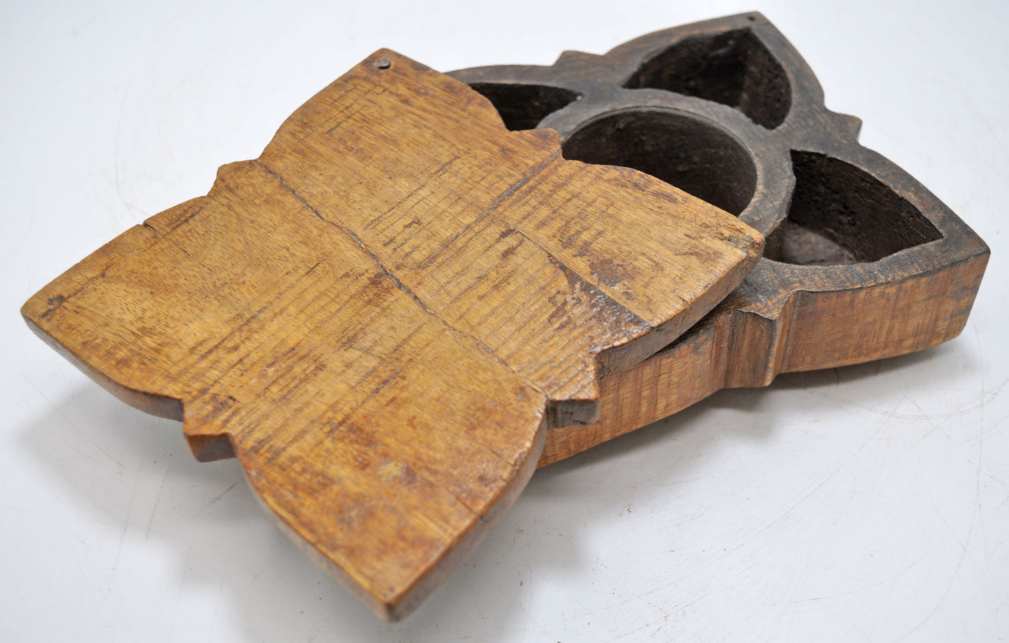 Antique Wooden Kitchenware Spice Box Original Old Hand Carved