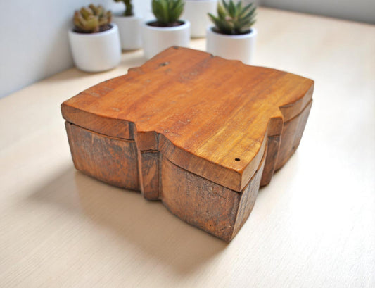 Antique Wooden Kitchenware Spice Box Original Old Hand Carved