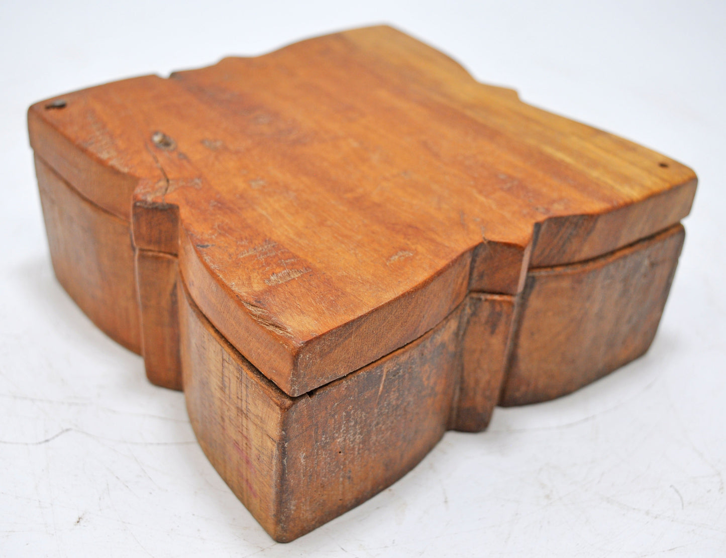 Antique Wooden Kitchenware Spice Box Original Old Hand Carved