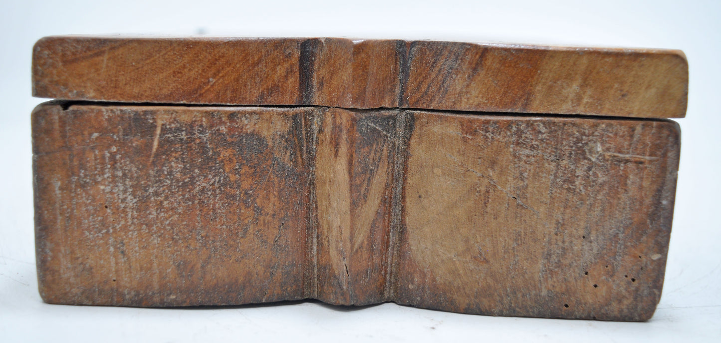 Antique Wooden Kitchenware Spice Box Original Old Hand Carved