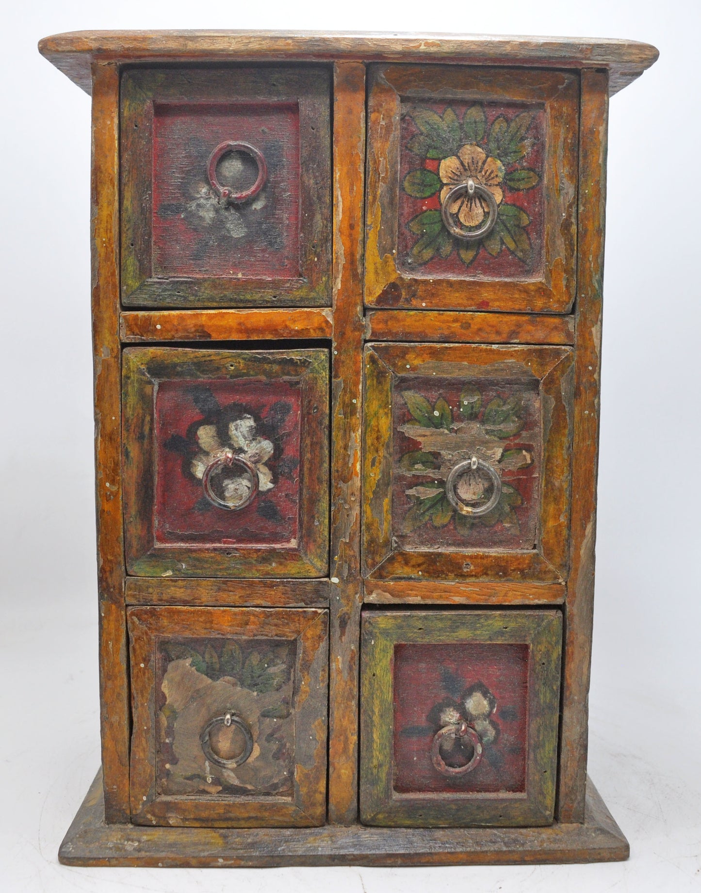 Vintage Wooden Mini Chest of Drawers Jewellery Storage Original Old Hand Painted