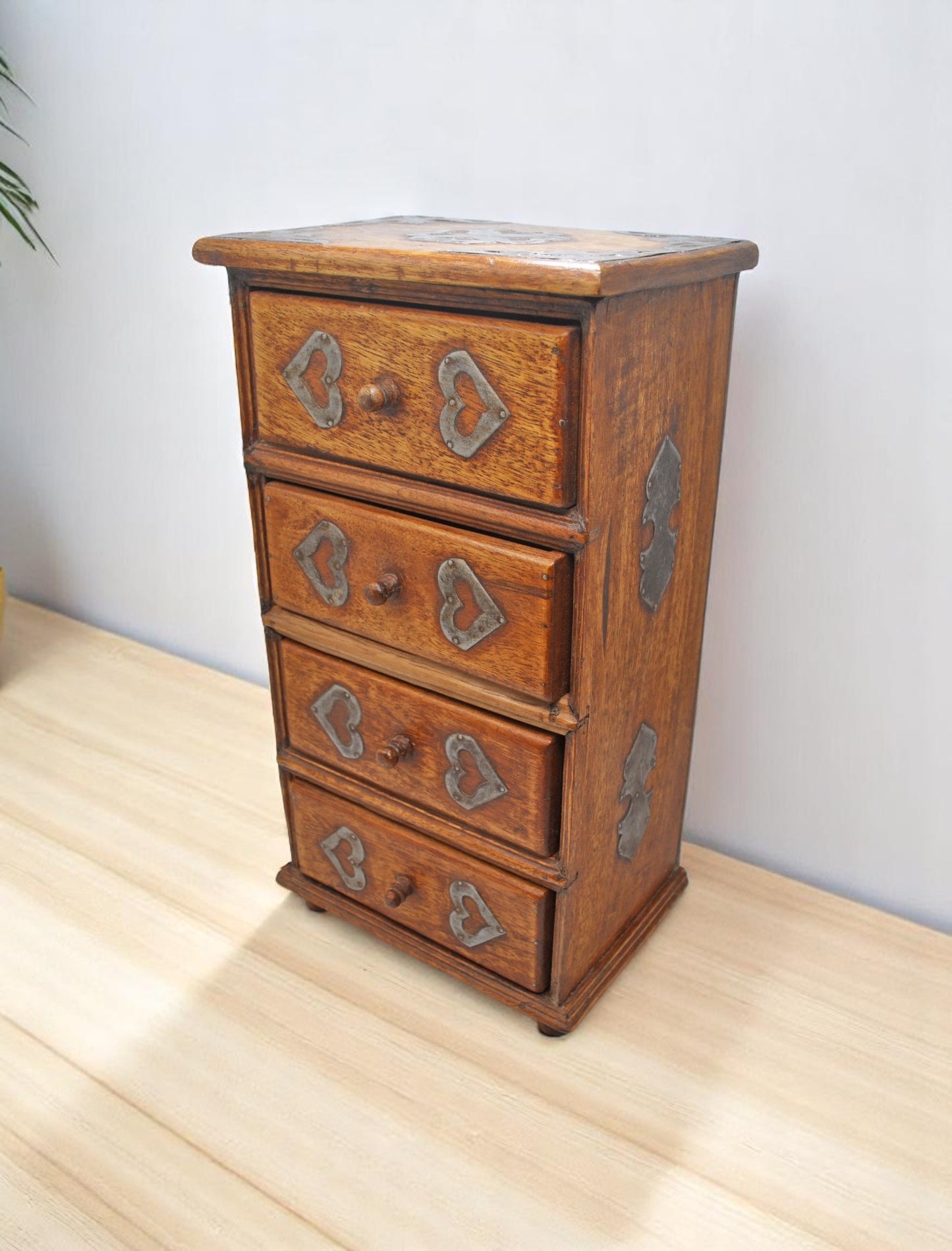 Vintage Wooden Mini Chest of Drawers Jewellery Storage Original Old Hand Crafted