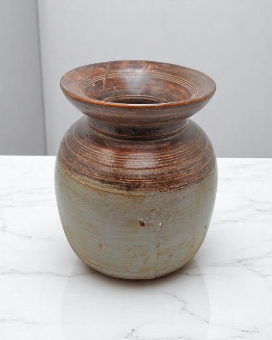 Antique Wooden Himalayan Water Storage Matka Pot Original Old Hand Carved