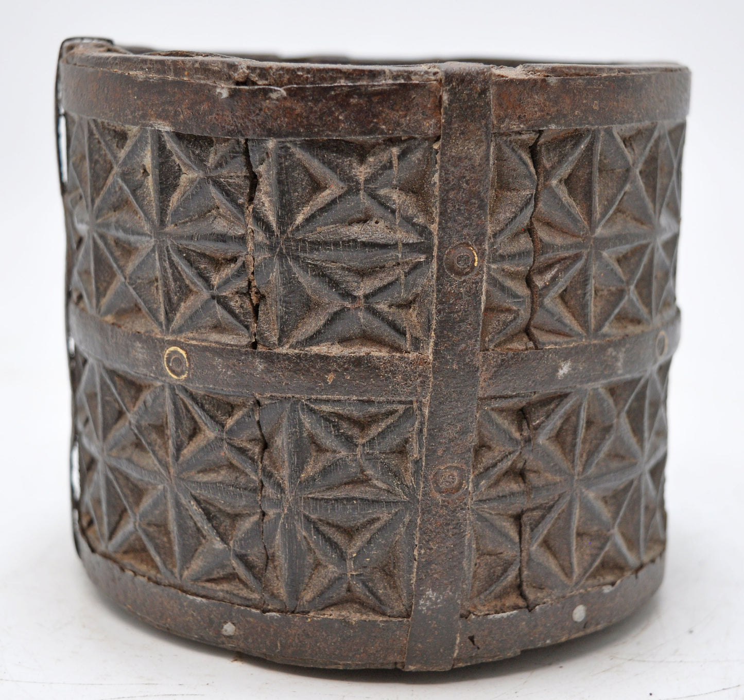 Vintage Wooden Grain Measurement Paili Pot Original Old Hand Carved