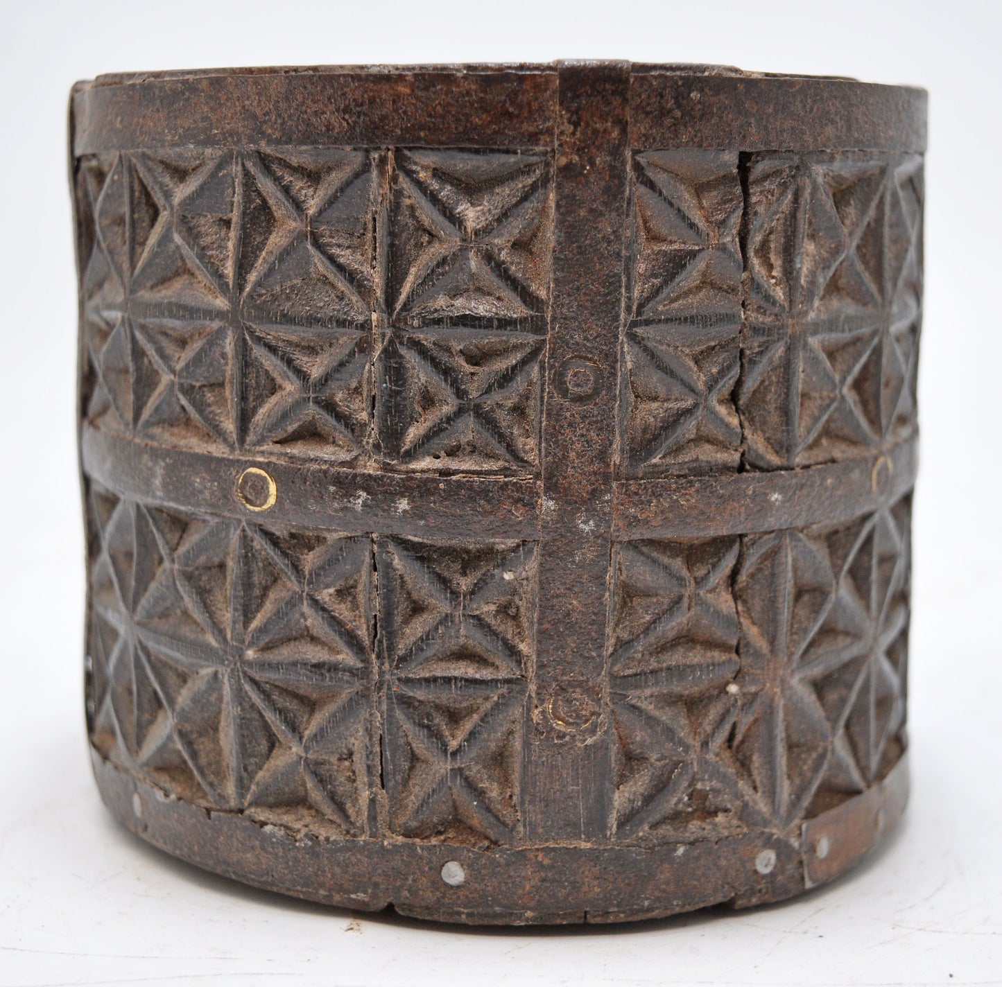 Vintage Wooden Grain Measurement Paili Pot Original Old Hand Carved