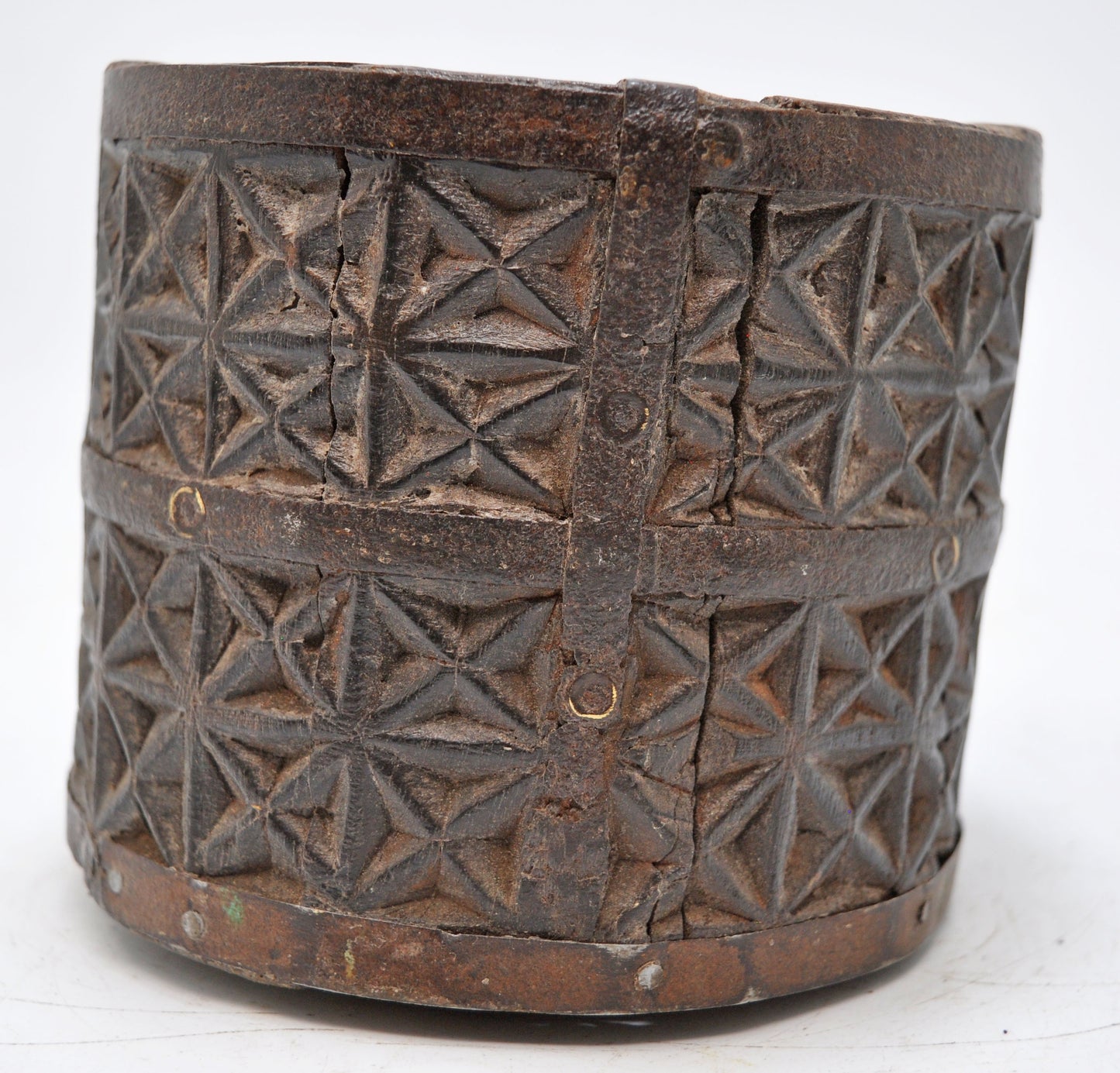 Vintage Wooden Grain Measurement Paili Pot Original Old Hand Carved