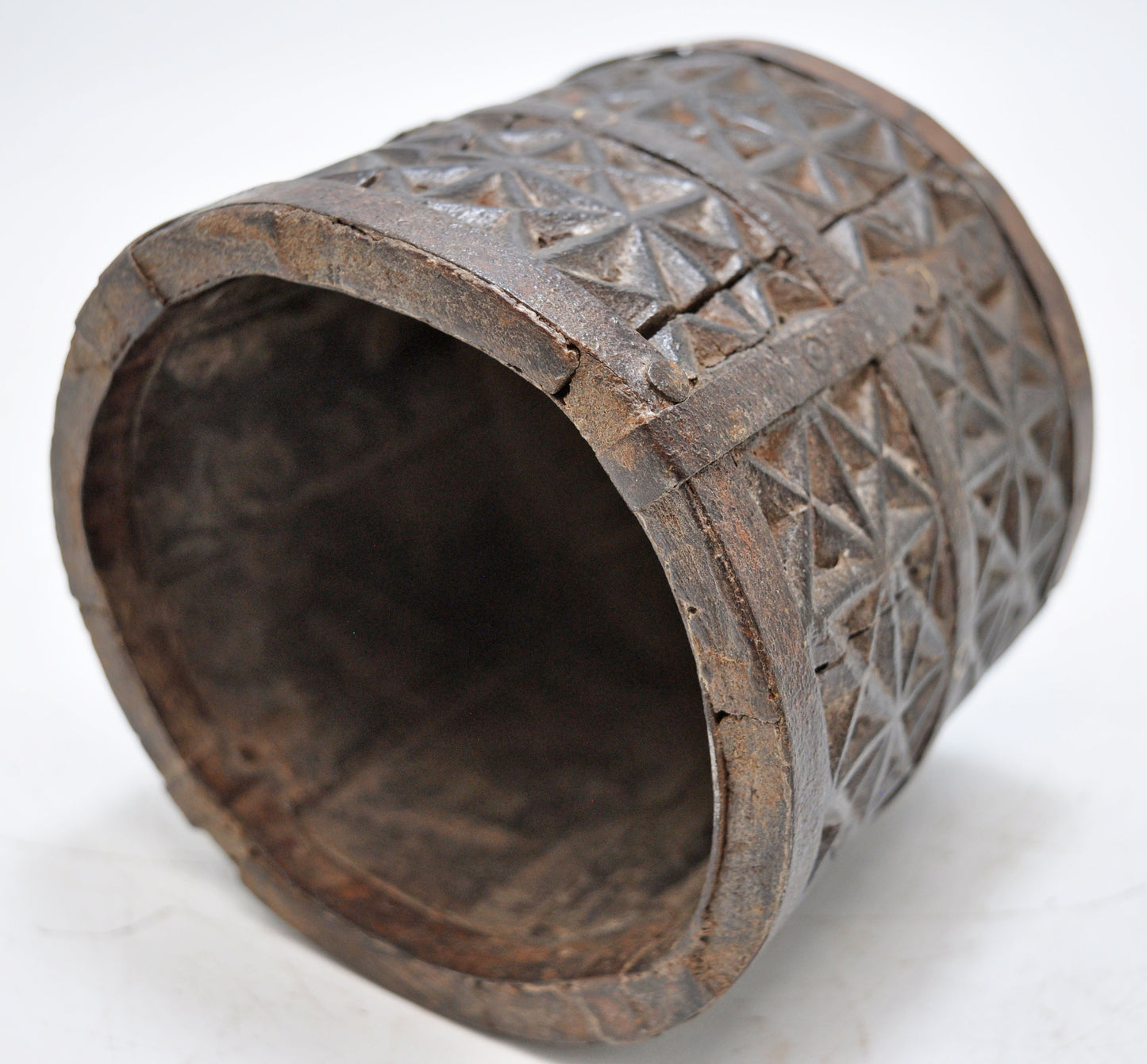 Vintage Wooden Grain Measurement Paili Pot Original Old Hand Carved