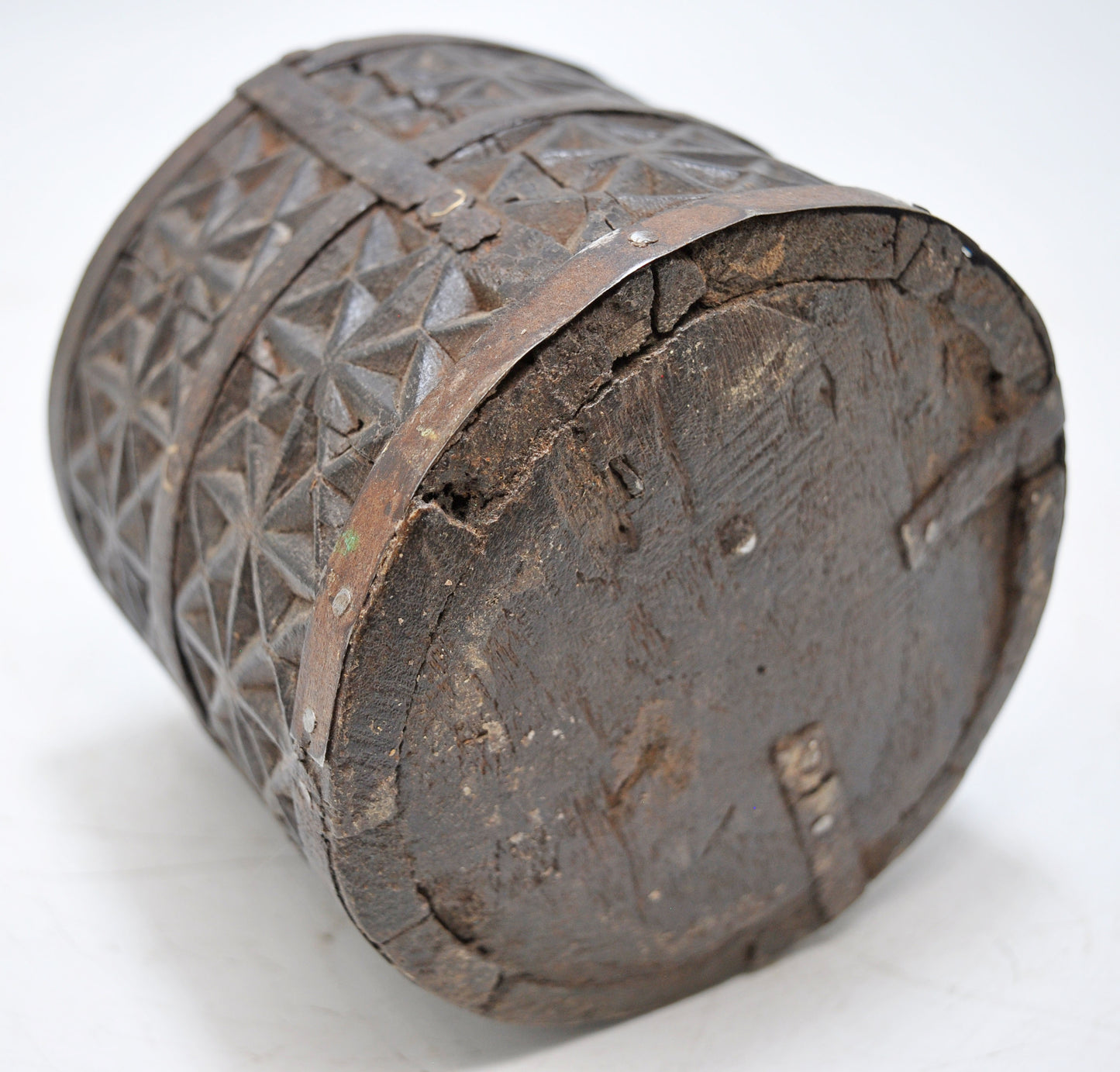 Vintage Wooden Grain Measurement Paili Pot Original Old Hand Carved