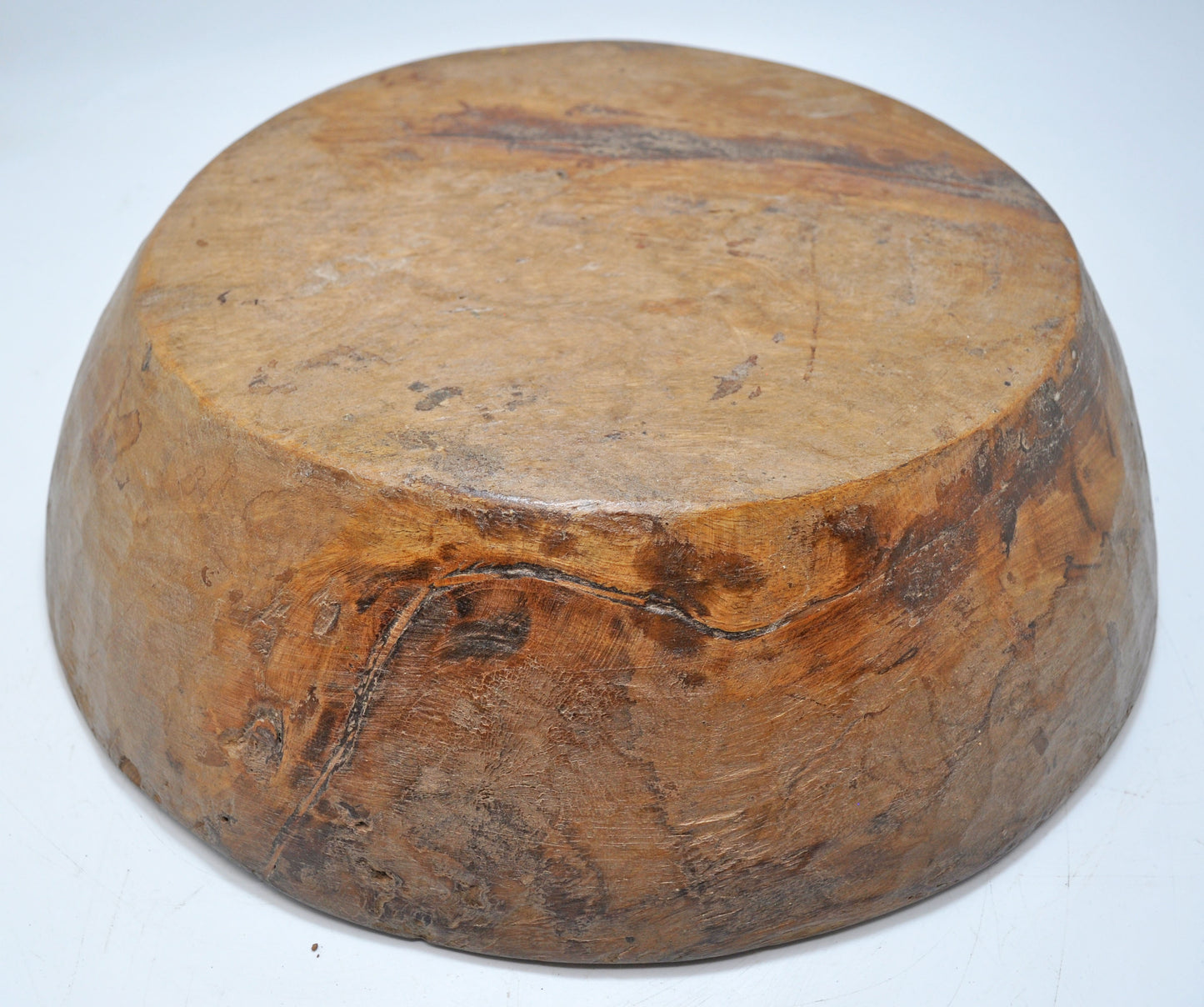 Antique Wooden Dough Kneading Round Parat Bowl Original Old Hand Carved