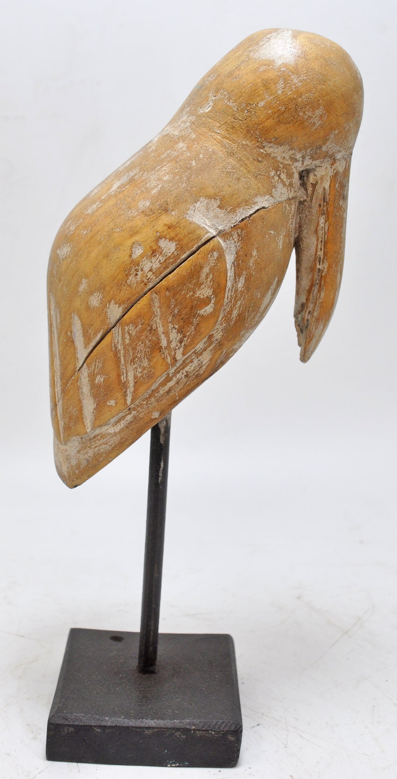 Vintage Wooden Bird Figurine on Stand Original Old Hand Carved