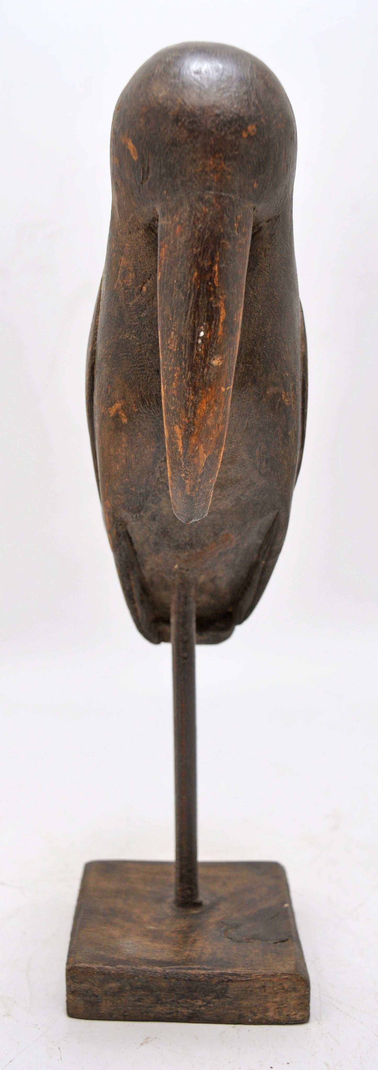 Vintage Wooden Bird Figurine on Stand Original Old Hand Carved