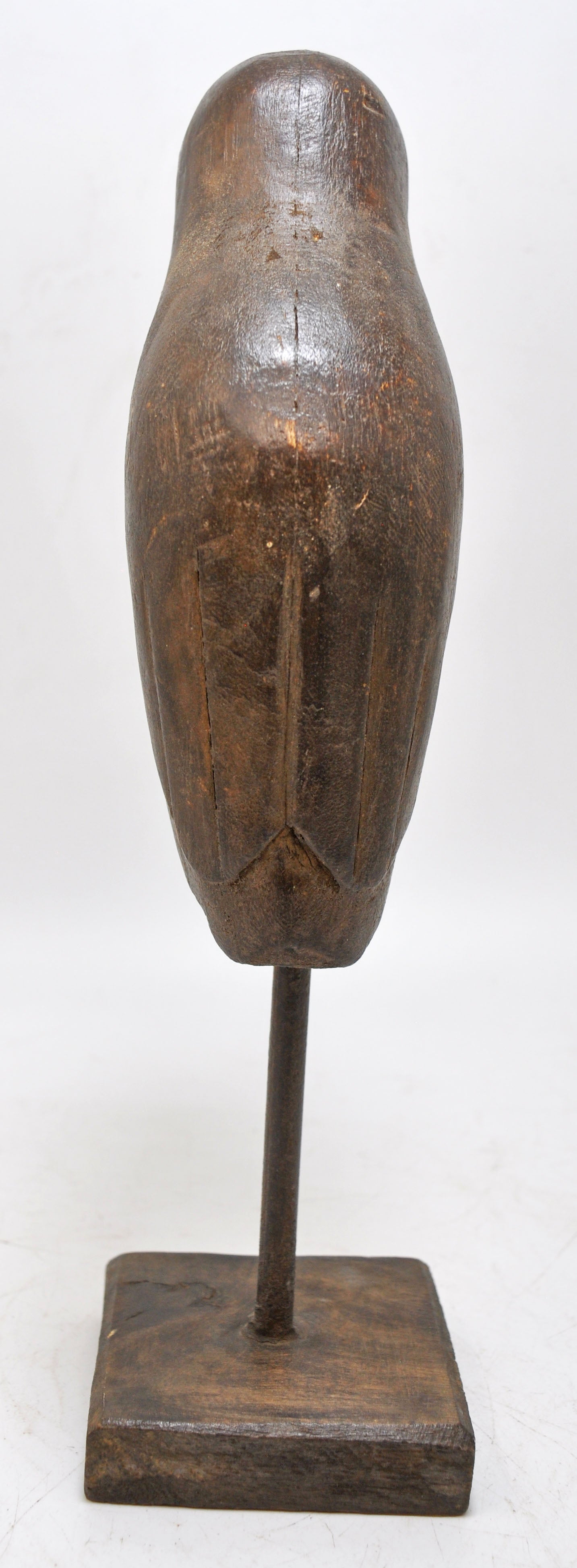 Vintage Wooden Bird Figurine on Stand Original Old Hand Carved