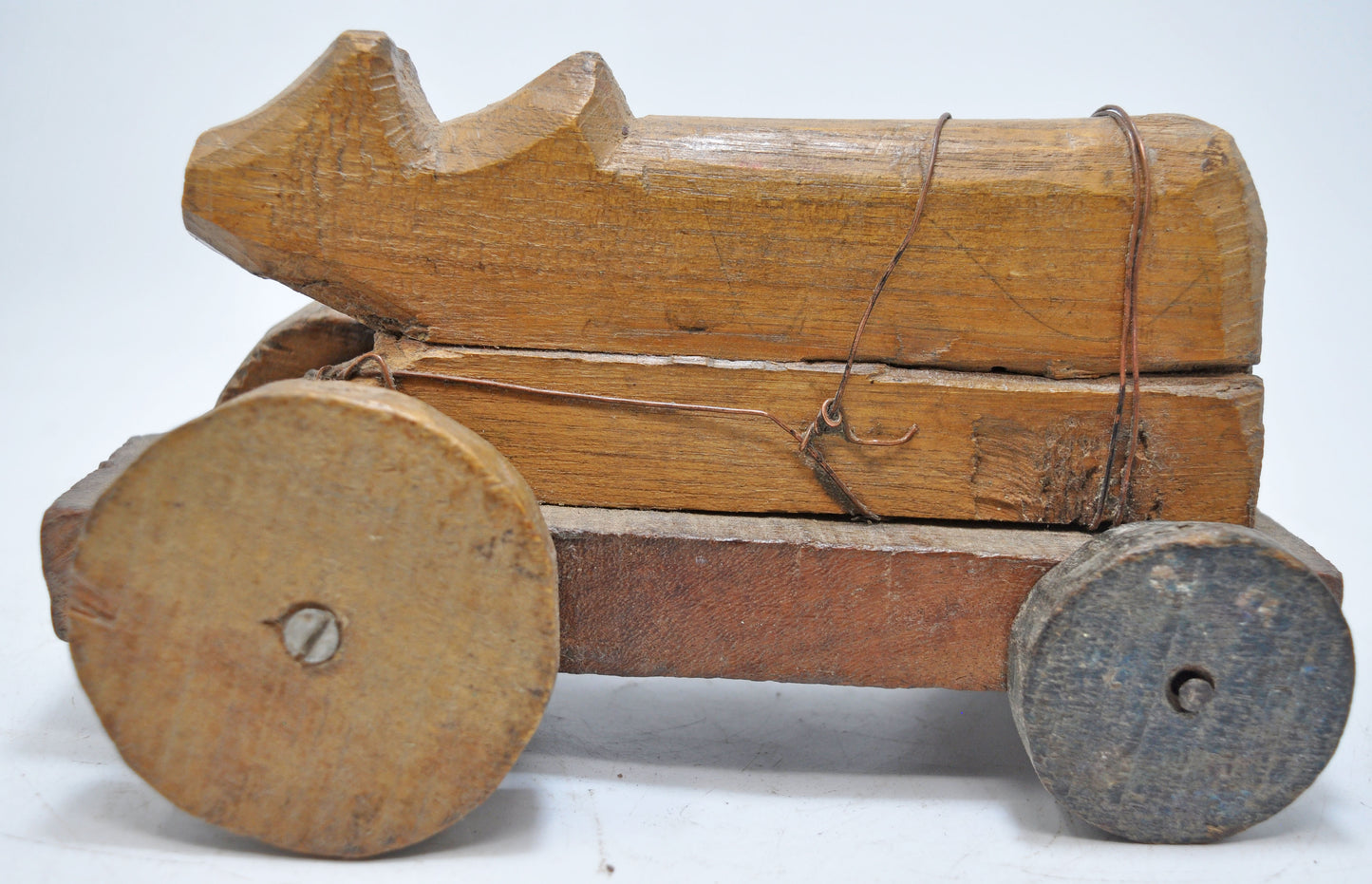 Antique Wooden Holy Cow Nandi Figurine Original Old Hand Carved