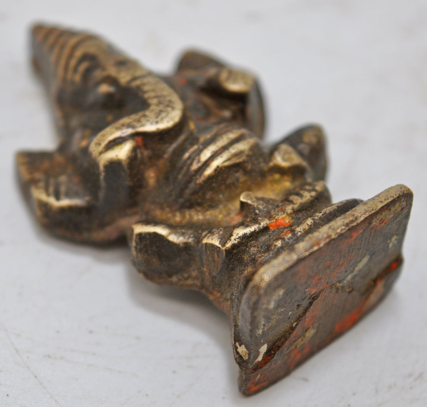 Antique Brass God Ganesha Idol Figurine Original Old Fine Hand Crafted Engraved