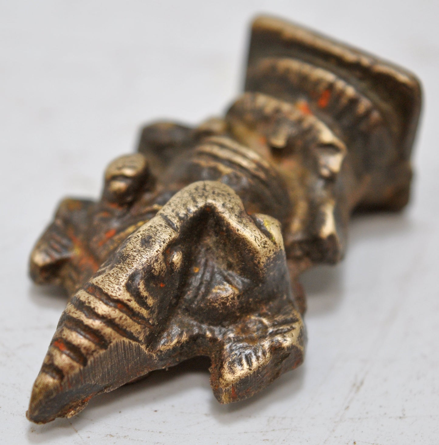 Antique Brass God Ganesha Idol Figurine Original Old Fine Hand Crafted Engraved