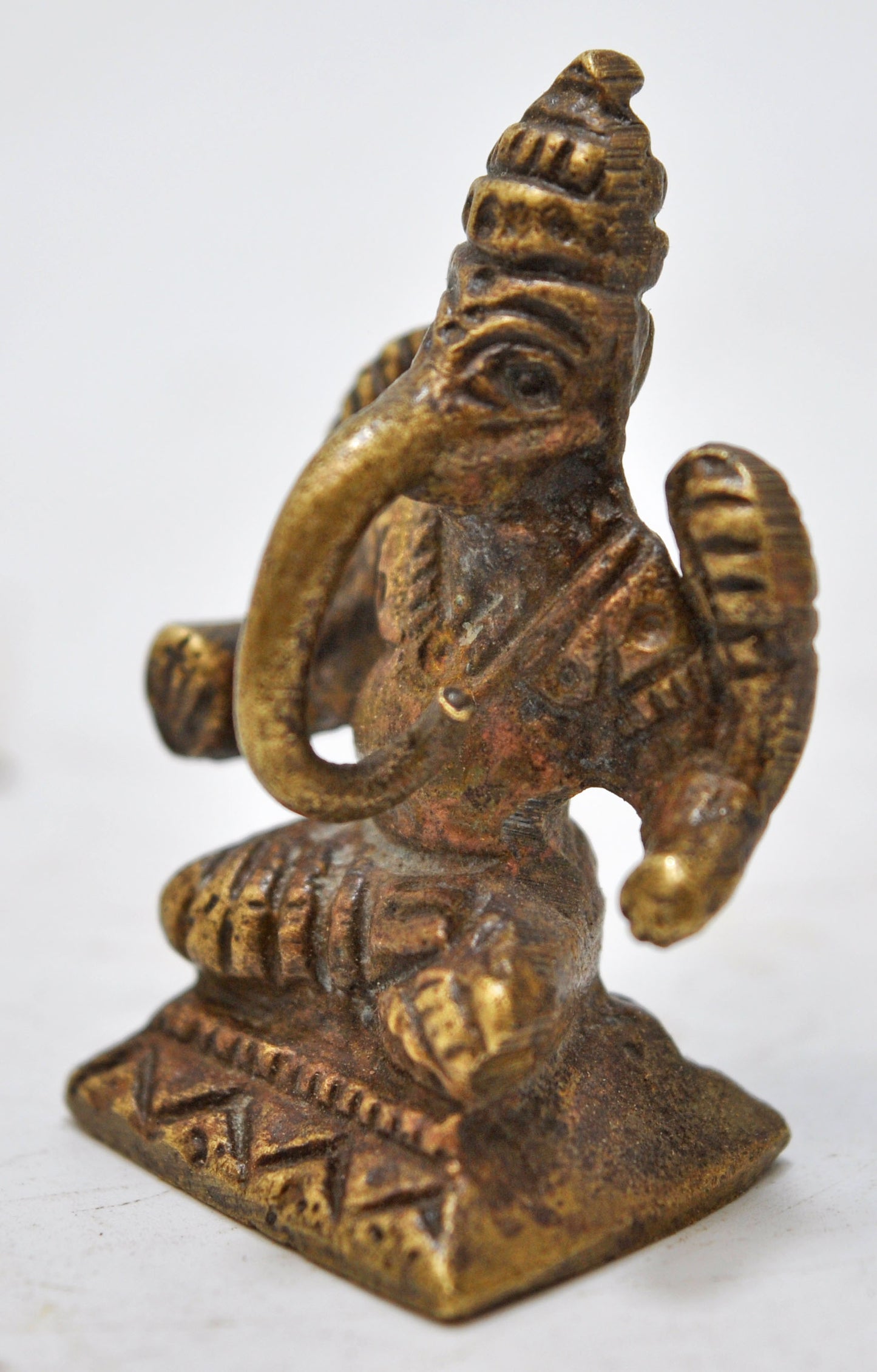 Antique Brass God Ganesha Idol Figurine Original Old Fine Hand Crafted Engraved