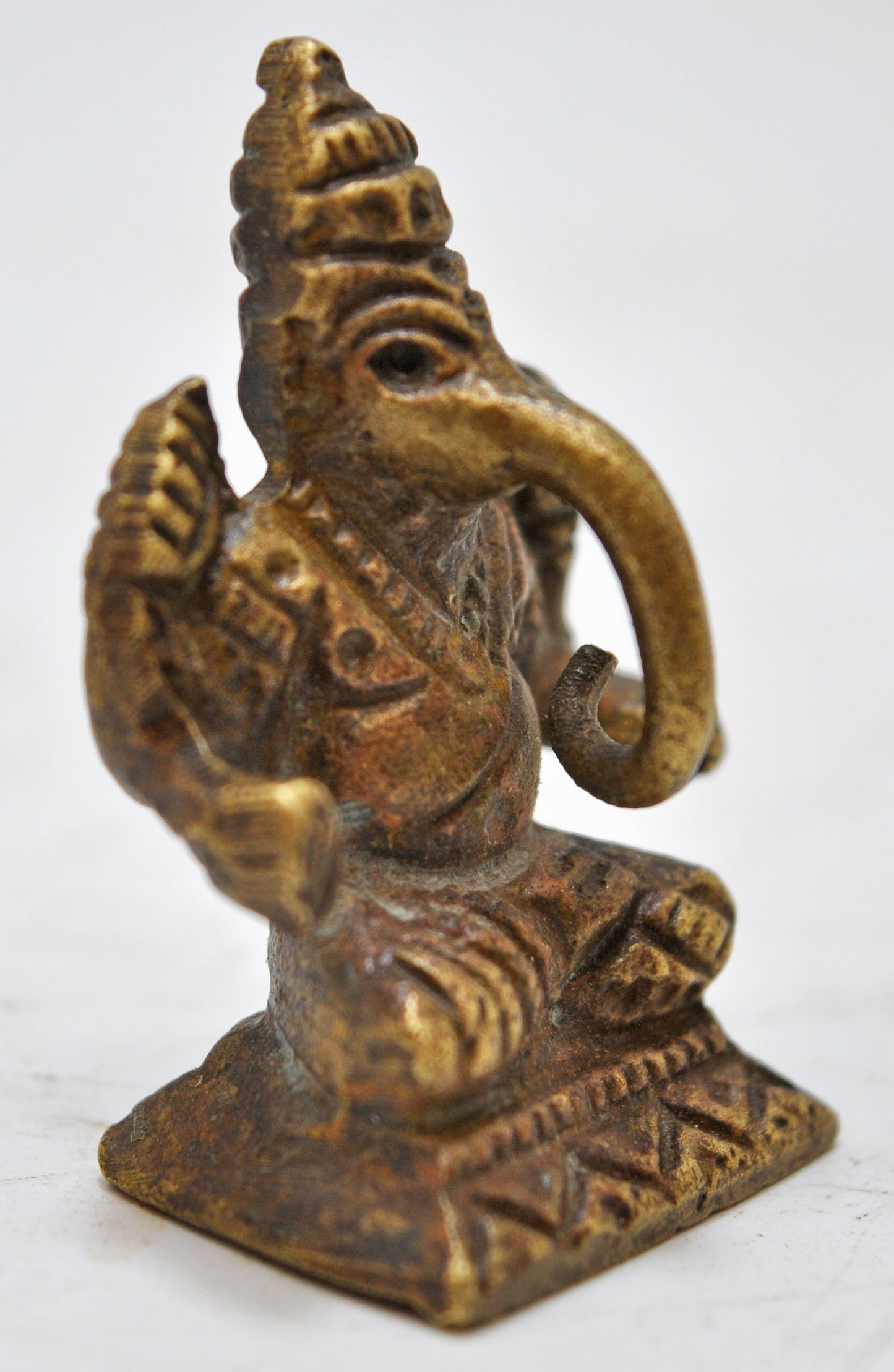 Antique Brass God Ganesha Idol Figurine Original Old Fine Hand Crafted Engraved