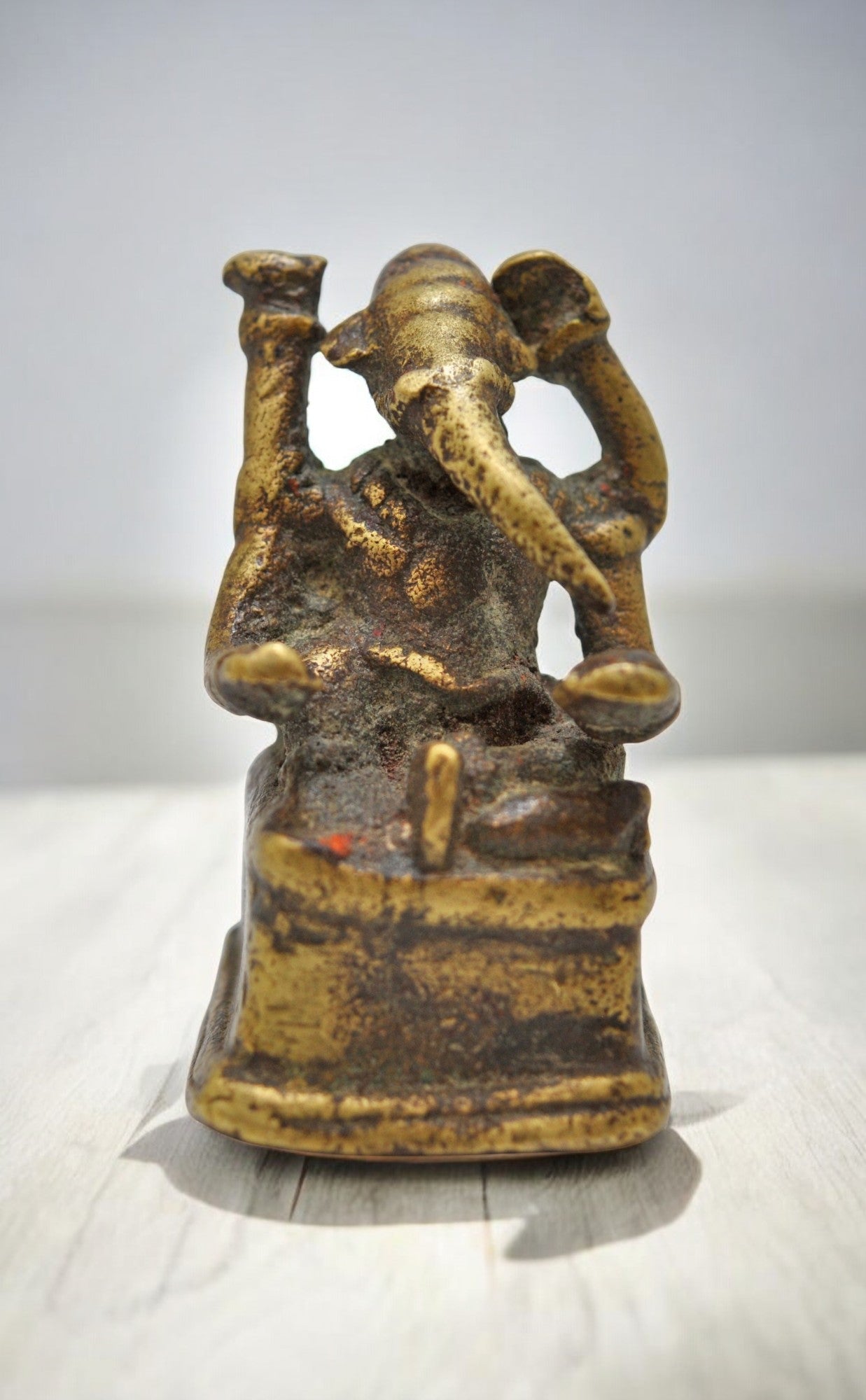 Antique Brass God Ganesha Idol Figurine Original Old Fine Hand Crafted Engraved