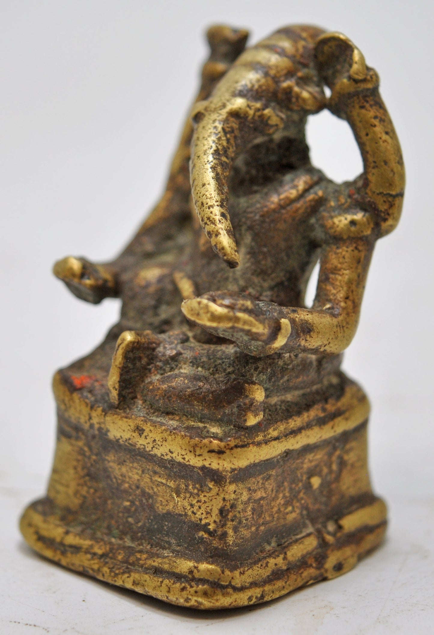Antique Brass God Ganesha Idol Figurine Original Old Fine Hand Crafted Engraved