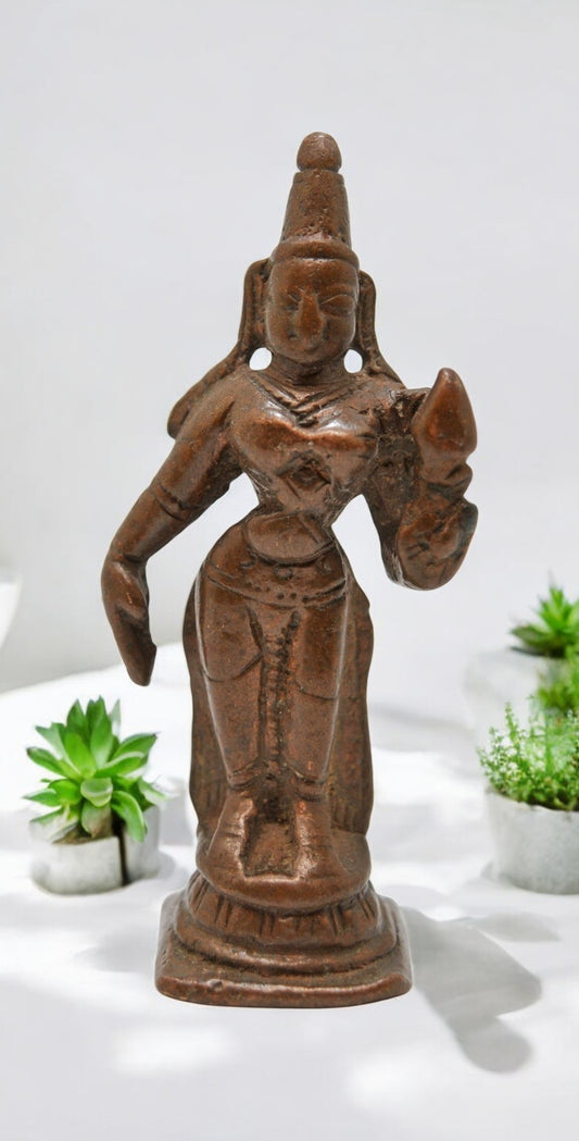 Antique Brass Lady Apsara Figurine Original Old Hand Crafted Fine Engraved
