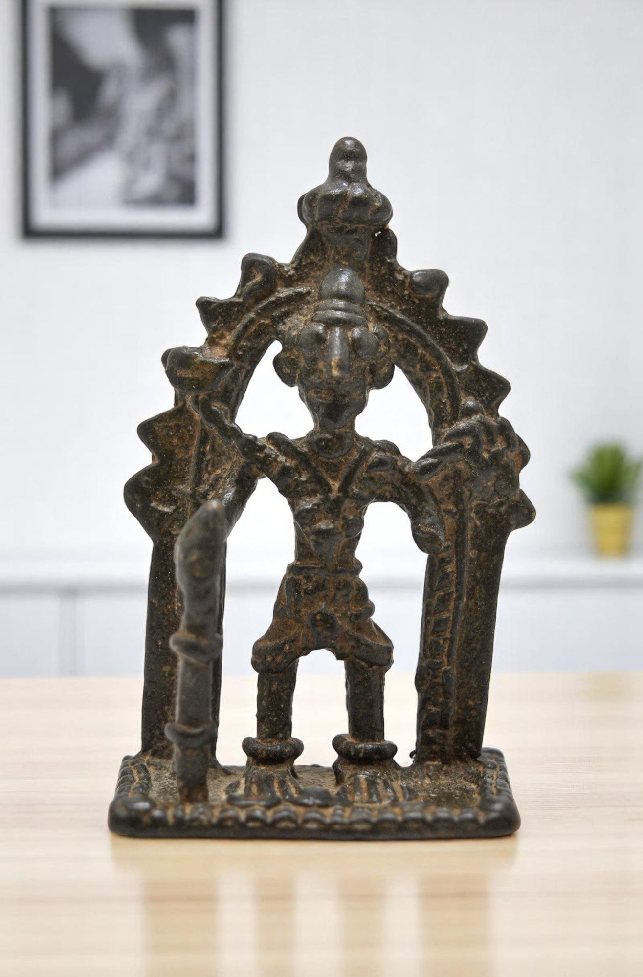 Antique Brass Tribal God Figurine Original Old Hand Crafted Fine Engraved