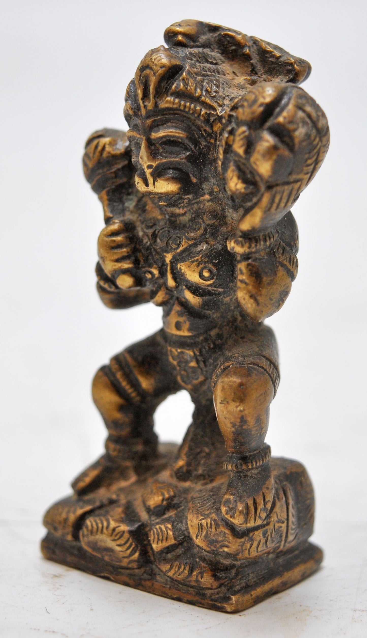 Antique Brass God Hanuman Idol Figurine Original Old Hand Crafted Fine Engraved