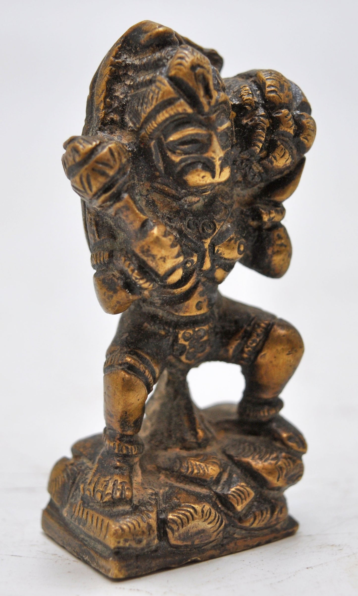 Antique Brass God Hanuman Idol Figurine Original Old Hand Crafted Fine Engraved