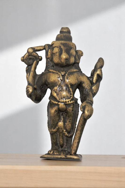 Antique Brass God Krishna Idol Figurine Original Old Fine Engraved