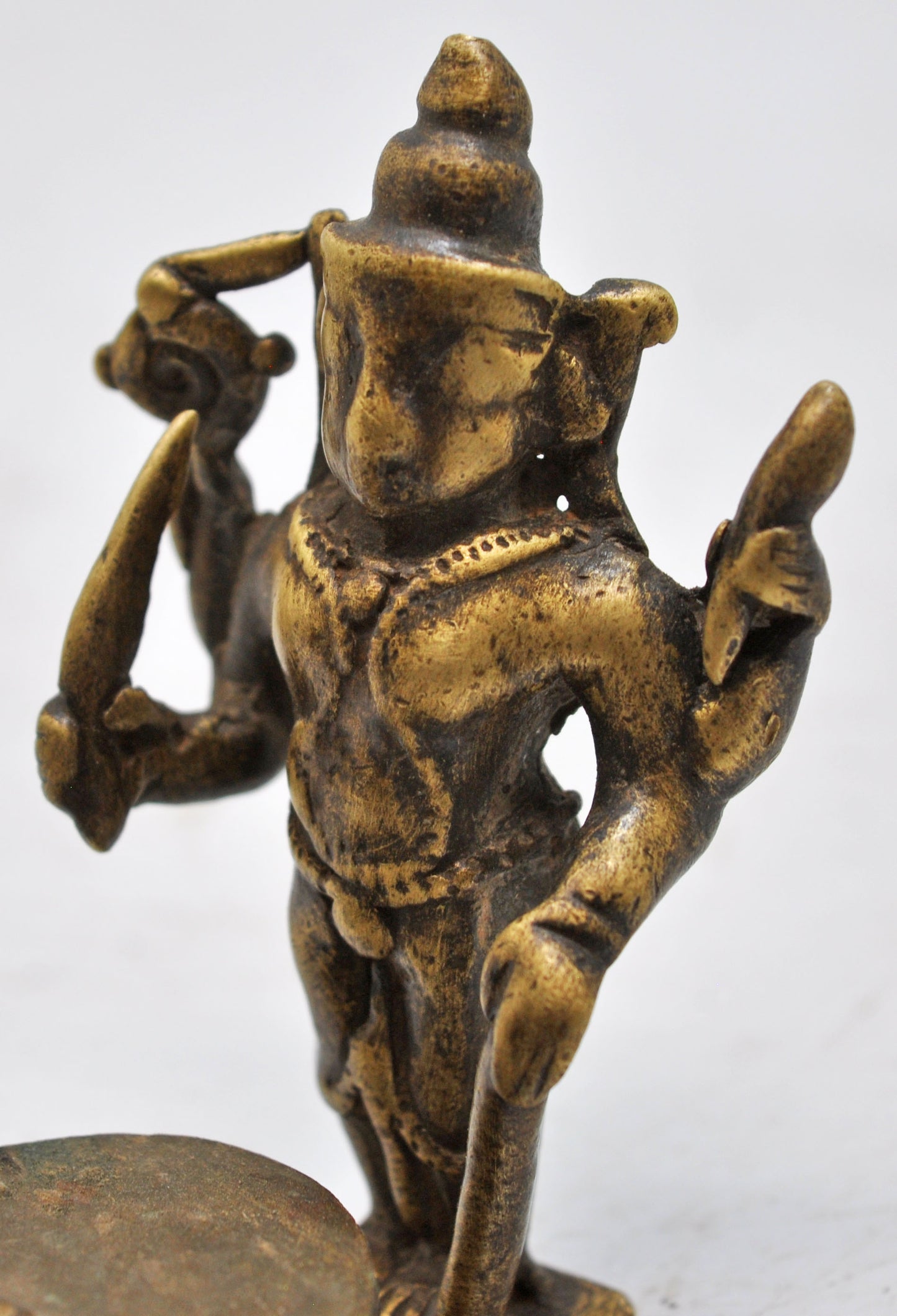 Antique Brass God Krishna Idol Figurine Original Old Fine Engraved
