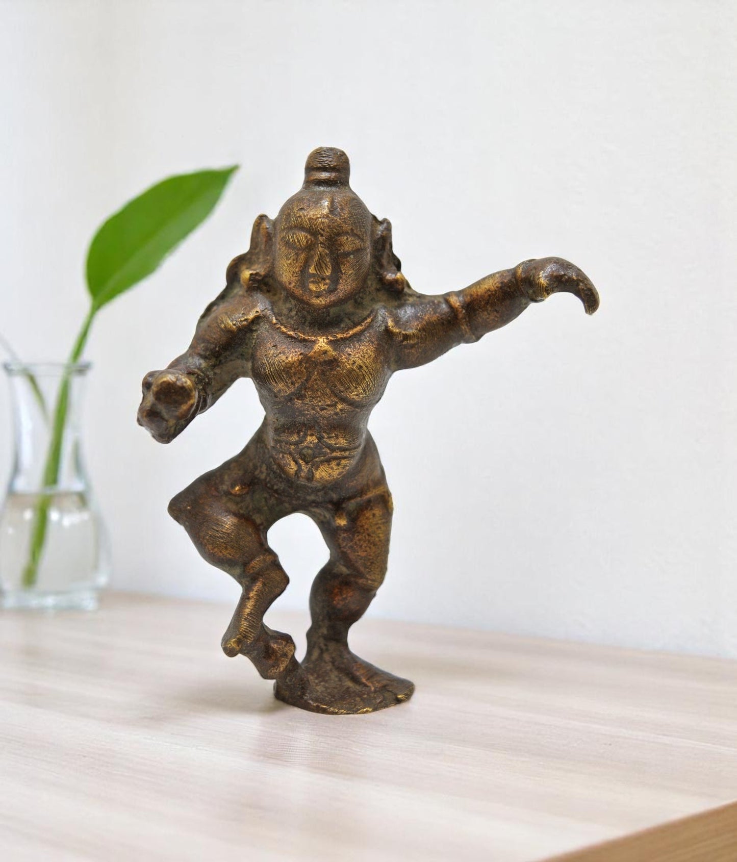 Antique Brass God Krishna Idol Figurine Original Old Fine Engraved