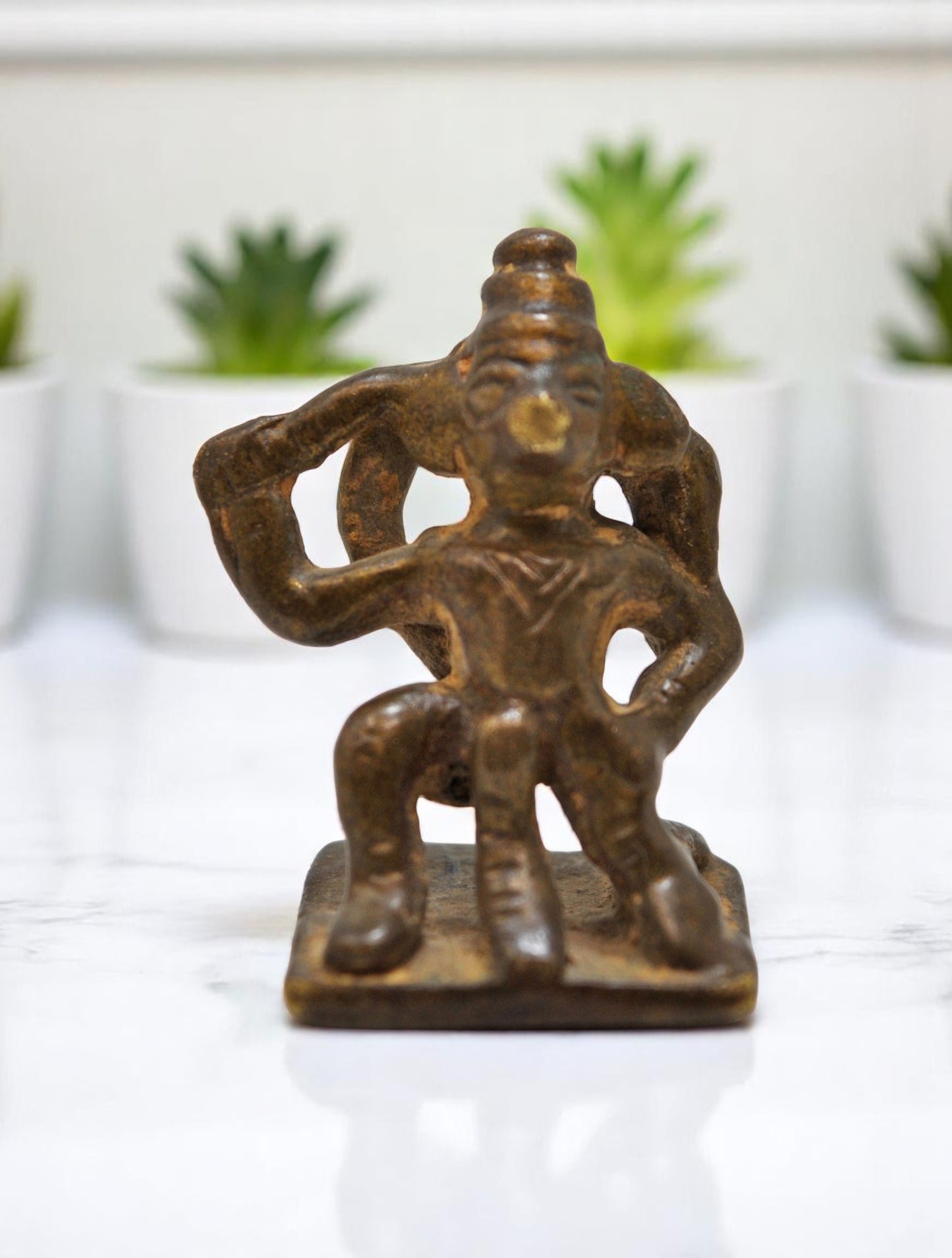 Antique Brass God Hanuman Idol Figurine Original Old Hand Crafted Fine Engraved