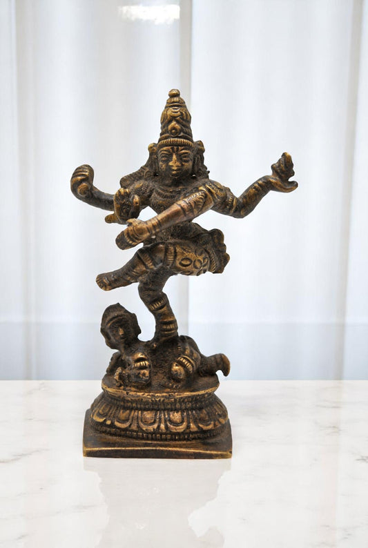 Antique Brass God Shiva Nataraj Idol Figurine Original Old Hand Crafted Engraved