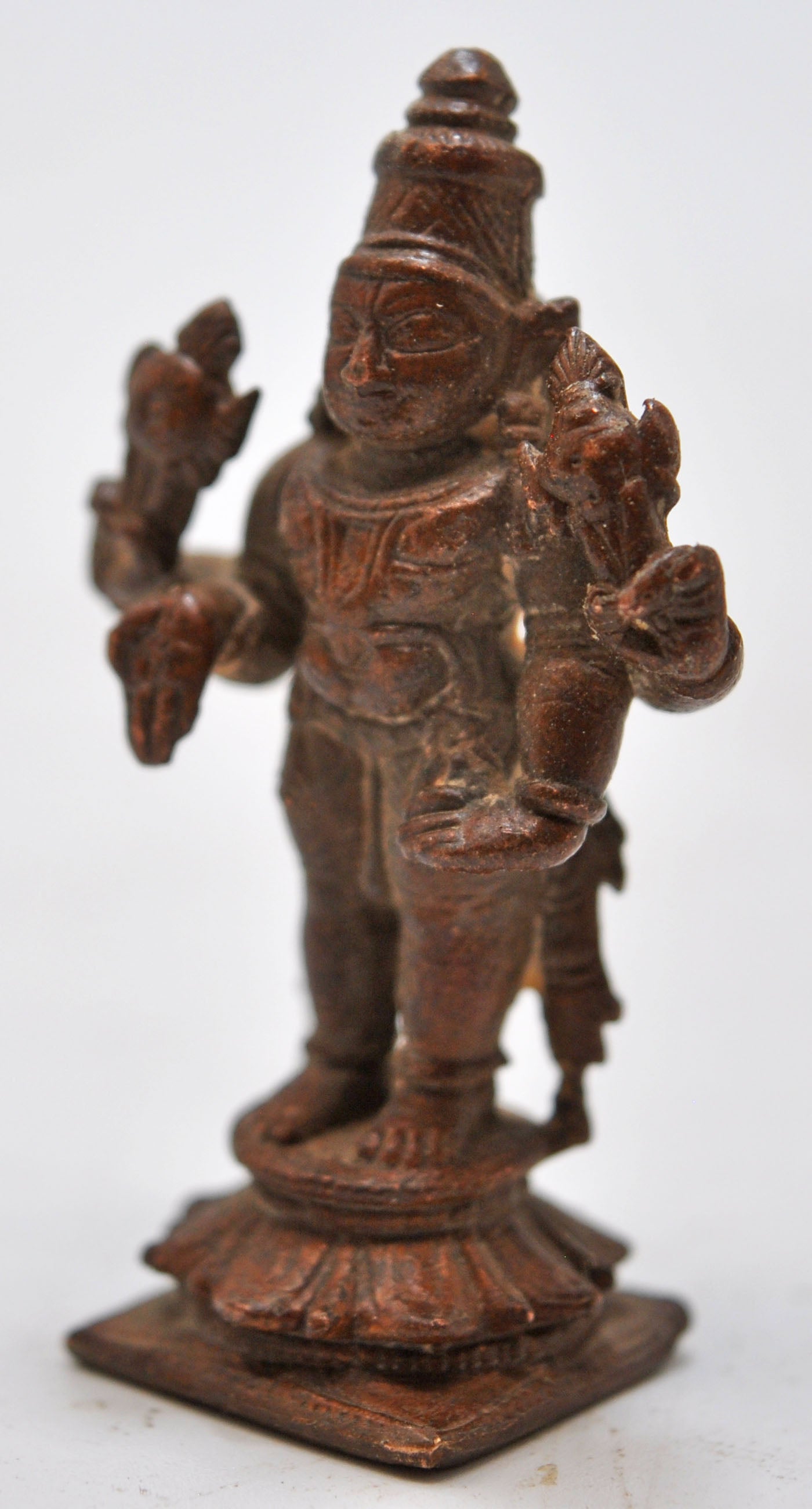Antique Copper God Vishnu Idol Figurine Original Old Hand Crafted Fine Engraved