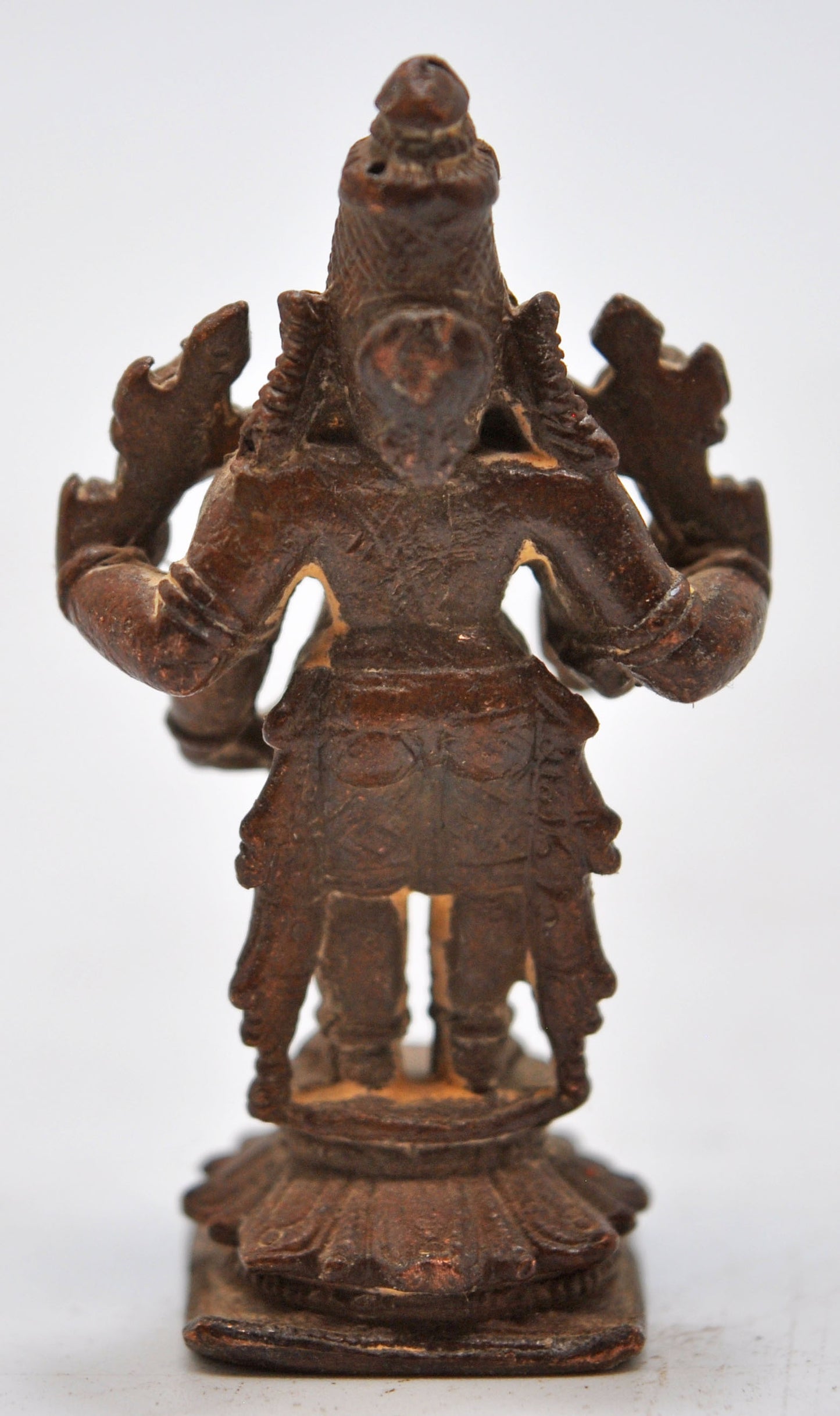 Antique Copper God Vishnu Idol Figurine Original Old Hand Crafted Fine Engraved