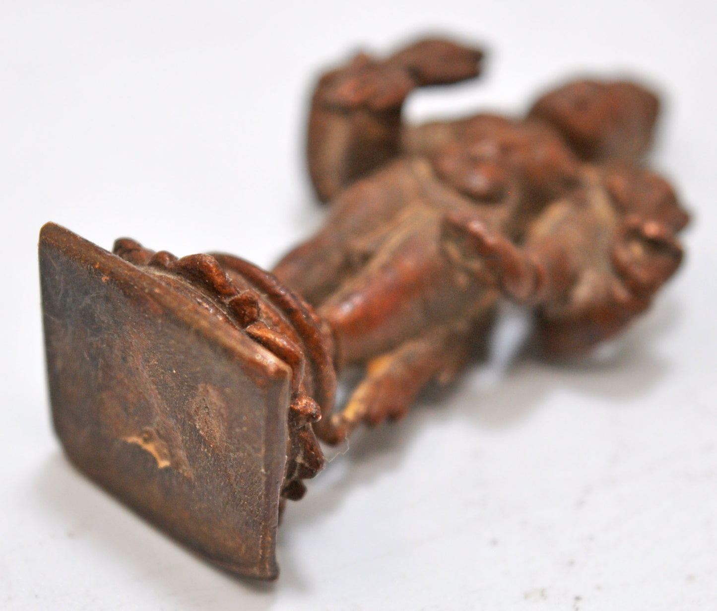 Antique Copper God Vishnu Idol Figurine Original Old Hand Crafted Fine Engraved