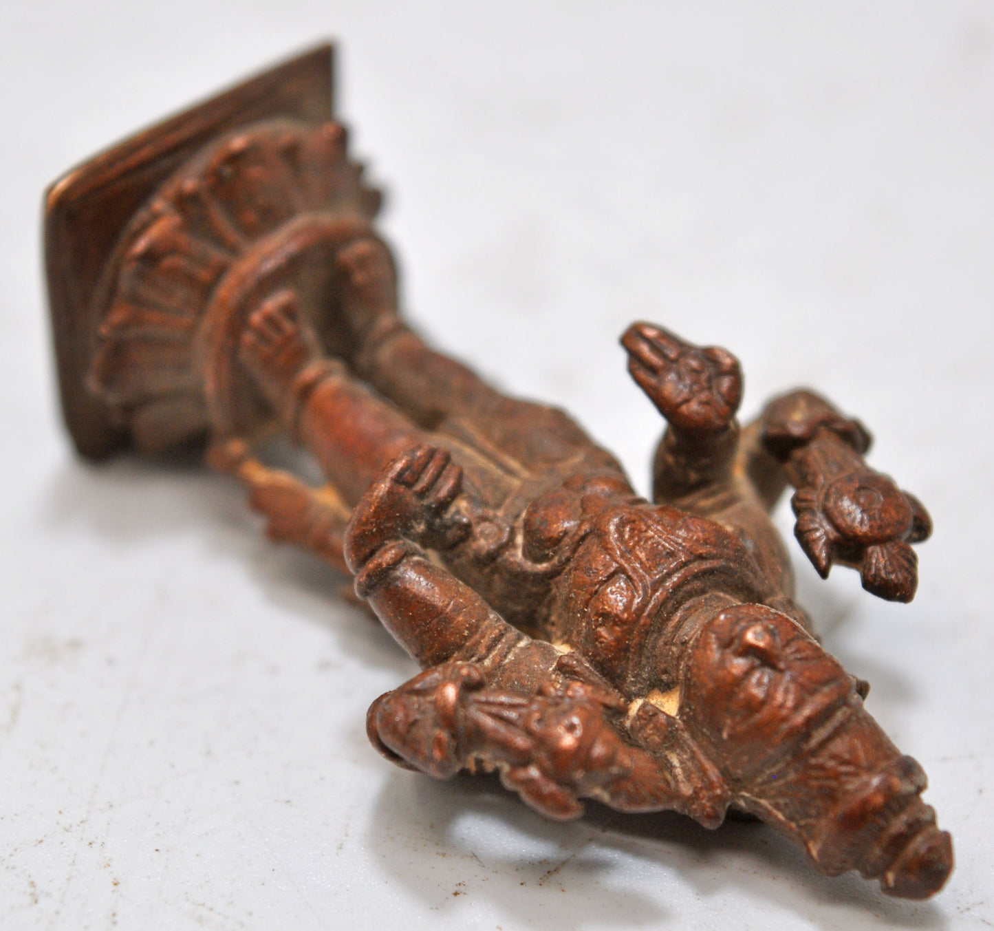 Antique Copper God Vishnu Idol Figurine Original Old Hand Crafted Fine Engraved