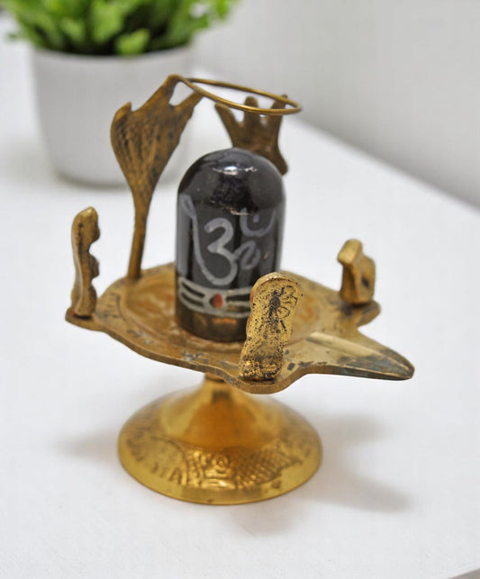 Vintage Brass God Shiva Linga Idol Figurine Original Old Hand Crafted