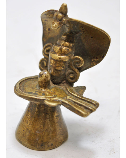 Antique Brass God Shiva Linga Idol Figurine Original Old Hand Crafted Engraved
