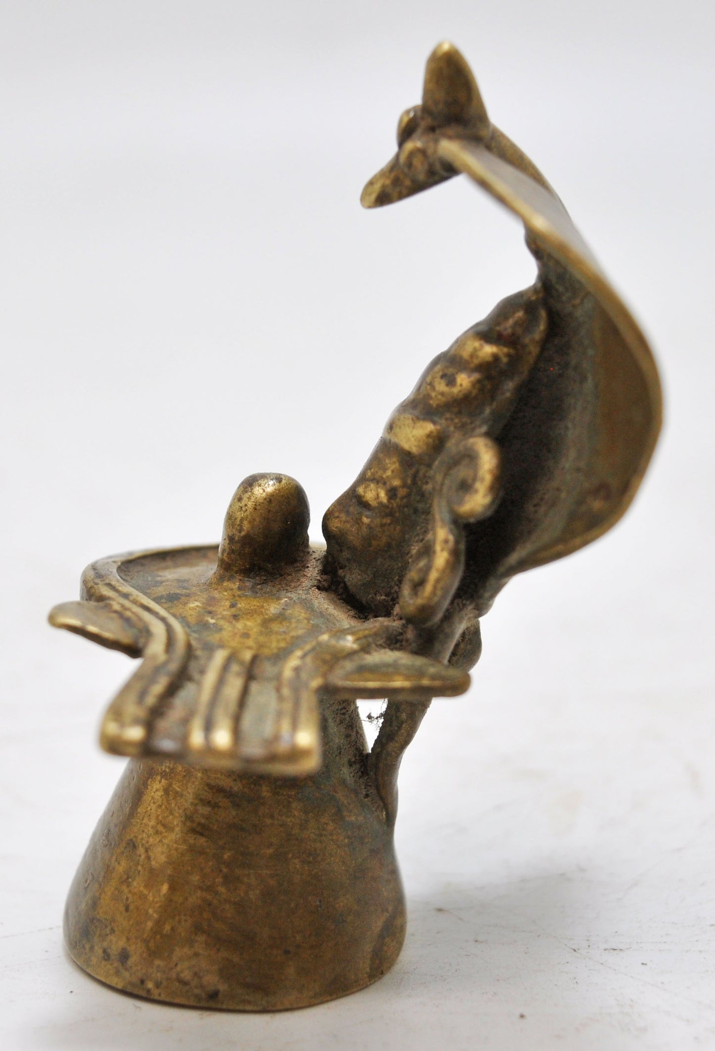 Antique Brass God Shiva Linga Idol Figurine Original Old Hand Crafted Engraved