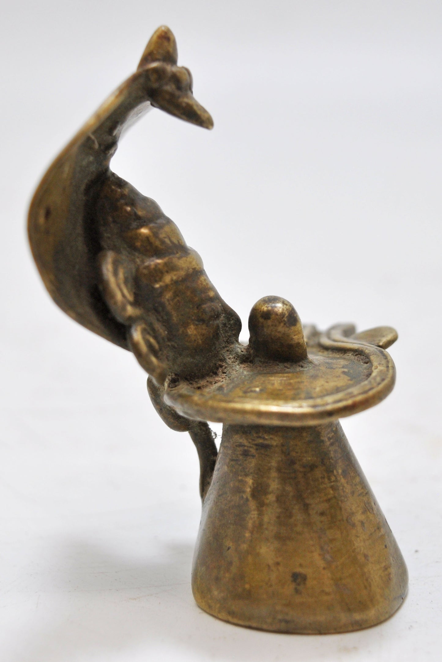 Antique Brass God Shiva Linga Idol Figurine Original Old Hand Crafted Engraved